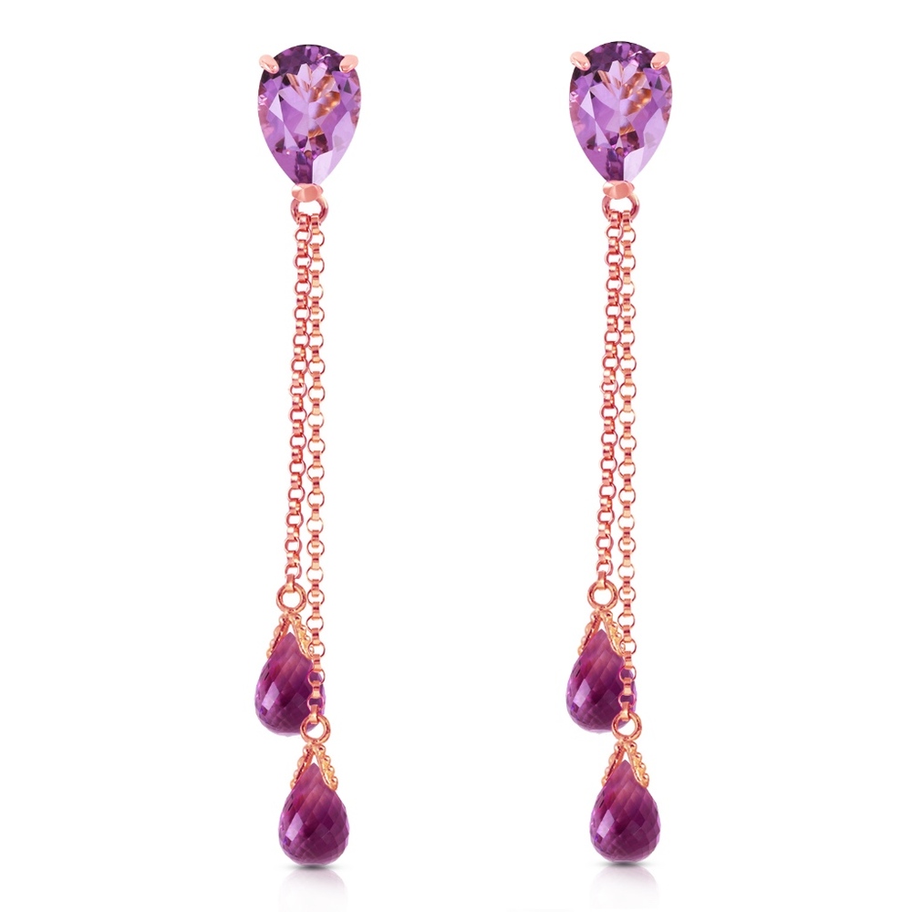 14K. SOLID GOLD CHANDELIER EARRING WITH AMETHYSTS - Picture 1 of 4
